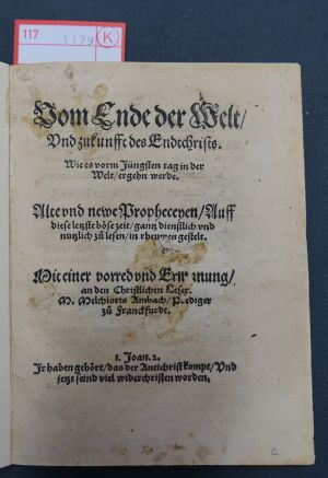 Lot 1179, Auction  117, Ambach, Melchior, Vom Ende der Welt, und zukunfft des Endtchrists