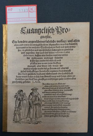 Lot 1183, Auction  117, Evangelisch Prognostic, Ein bewärte augenscheinerfahrliche weissag