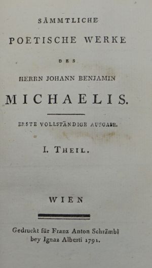 Lot 2094, Auction  117, Michaelis, Johann Benjamin, Sämmtliche poetische Werke