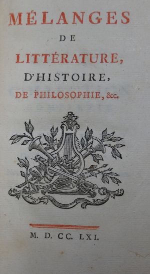 Lot 2131, Auction  117, Voltaire, François Marie Arouet de, Mélanges de littérature, d'histoire, de philosophie