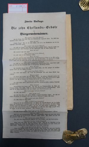 Lot 2138, Auction  117, zehn Ehestands-Gebote für Bürgerwehrmänner und Die, Einblattdruck