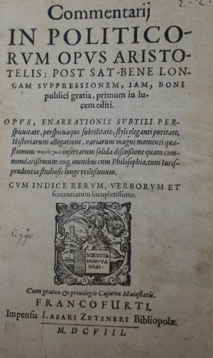 Lot 2140, Auction  117, Giffen, Hubert van, Commentarii in politicorum opus Aristotelis