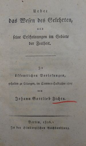 Lot 2143, Auction  117, Fichte, Johann Gottlieb, Ueber das Wesen des Gelehrten, und seine Erscheinungen im Gebiete der Freheit.