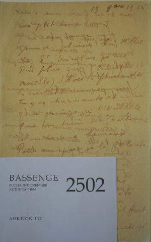 Lot 2502, Auction  117, Apollinaire, Guillaume, Brief 1915