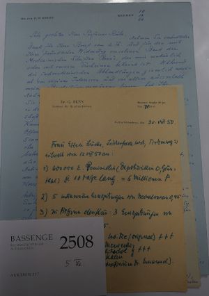 Lot 2508, Auction  117, Benn, Gottfried, Ärztlicher Bericht + Beilagen
