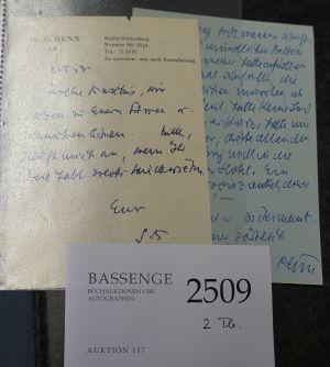 Lot 2509, Auction  117, Benn, Gottfried, 2 Briefe 1953