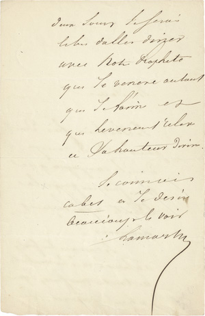 Lot 2536, Auction  117, Lamartine, Alphonse de, Brief 1848