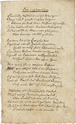 Lot 2545, Auction  117, Rückert, Friedrich, Ihm zugeschriebenes Gedichtmanuskript