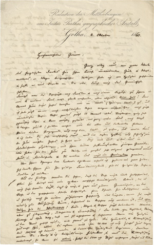 Lot 2569, Auction  117, Petermann, August, Brief 1860 an Gustav von Schubert