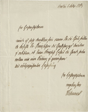 Lot 2610, Auction  117, Bismarck, Otto Fürst von, Brief 1863