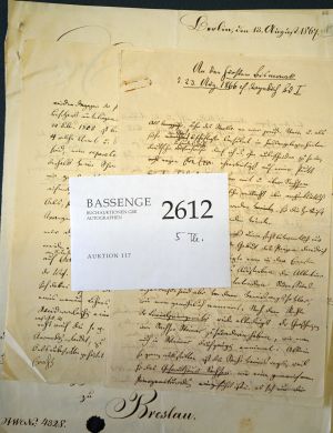 Lot 2612, Auction  117, Bismarck, Otto Fürst von, 2 Briefe an Hermann von Schulze-Gaevernitz