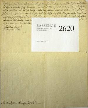 Lot 2620, Auction  117, Friedrich II., der Große, König von Preußen, Brief 1780
