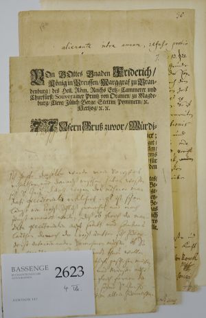 Lot 2623, Auction  117, Fuchs, Paul Freiherr von, Brief 1696 + Beilagen