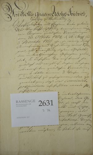 Lot 2631, Auction  117, Adolph Friedrich IV., Herzog zu Mecklenburg-Strelitz, 3 Briefe
