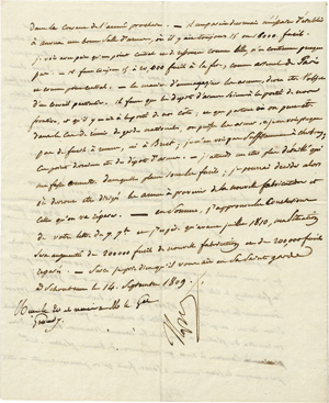 Lot 2636, Auction  117, Napoleon I. Bonaparte, Brief 1809 an Kriegsminister Clarke