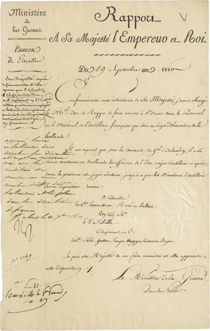 Lot 2637, Auction  117, Napoleon I. Bonaparte, Paraphe "Np" auf einem Rapport des Kriegsministers
