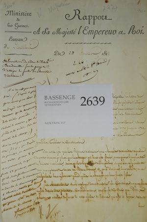 Lot 2639, Auction  117, Napoleon I. Bonaparte, Längere Randbemerkung auf einem Brief des Kriegsministers