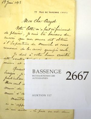 Lot 2667, Auction  117, Rodin, Auguste, Brief 1913
