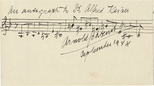 Lot 2687, Auction  117, Schönberg, Arnold, Musikal. Albumblatt
