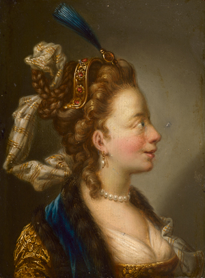 Lot 6031, Auction  117, Italienisch, um 1780. Bildnis einer jungen Frau im Damastkleid mit pelzbesetzter Stola