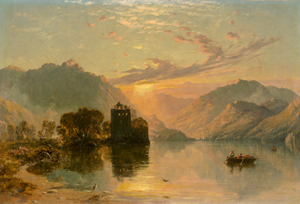 Lot 6120, Auction  117, Mogford, John, Bergsee mit Fischern bei Sonnenaufgang