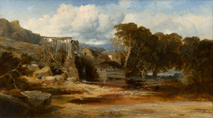 Lot 6162, Auction  117, Niemann, Edmund John, Felsige Flusslandschaft mit alter Mühle