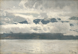 Lot 6186, Auction  117, Moras, Walter, Wolkenverhangener Himmel über einem See