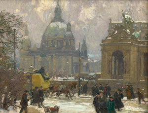 Lot 6188, Auction  117, Antoine, Otto, Winterliches Treiben: Blick vom Schinkelplatz auf das Kaiser-Wilhelm-Nationaldenkmal und den Berliner Dom