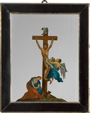 Lot 6453, Auction  117, Schweiz, 2. Hälfte 18. Jh. Spiegelglasbild (Nonnenspiegel) mit Christus am Kreuz
