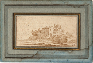 Lot 6536, Auction  117, Französisch, 17. Jh. Landschaft mit gehöft un dfigürlicher Staffage