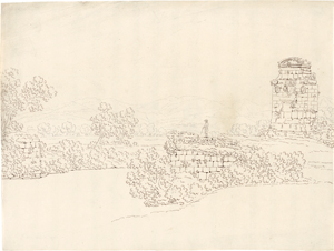 Lot 6618, Auction  117, Hackert, Jakob Philipp, Wanderer bei einem Monument in der Campagna