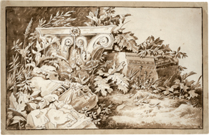 Lot 6619, Auction  117, Hackert, Jakob Philipp, Capriccio mit antikem Kapitell und Friesen