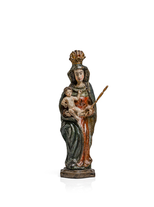Lot 6911, Auction  117, Deutsch, 18. Jh. Maria als Königin, stehend mit Zepter und Krone, im Arm das Jesuskind