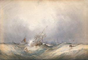 Lot 6927, Auction  117, Englisch, Um 1850. Segelschiffe auf sturmbewegter See