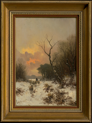 Lot 6942, Auction  117, Herder, J. de, tätig 1. Hälfte 20. Jh. Winterlandschaft mit Schafsherde