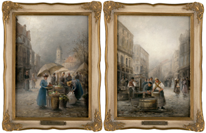 Lot 6978, Auction  117, Rovier, Emile, Marktszenen: "Paris, Quartier Latin"; "Paris, Faubourg Poisonèche"