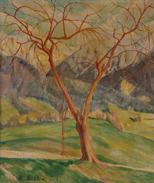 Lot 8034, Auction  117, Mühlen, Hermann, Gebirgslandschaft mit Baum