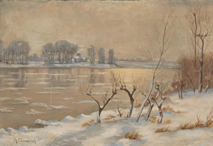 Lot 8080, Auction  117, Clarenbach, Max, Winterliche Flusslandschaft