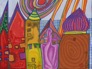 Lot 8322, Auction  117, Hundertwasser, Friedensreich, Wartende Häuser