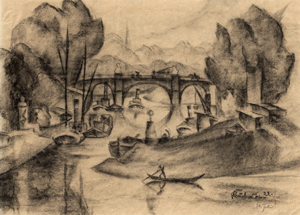 Lot 8333, Auction  117, Johan, Hugó, Spreebrücke mit Kähnen und Schleppern