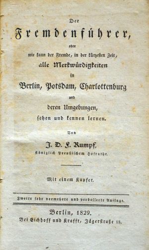 Lot 284, Auction  118, Rumpf, Johann Daniel Friedrich, Der Fremdenführer oder wie kann der Fremde