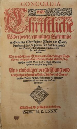 Lot 1044, Auction  118, Concordia, Christliche, widerholete, einmütige Bekenntnüs