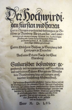 Lot 1054, Auction  118, Georg IV., Bischof von Bamberg, Der Hochwirdigen Fürsten und Herren ... summarischer, bestendiger gegenbericht 