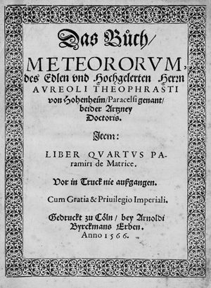 Lot 1072, Auction  118, Paracelsus, Das Buch Meteororum
