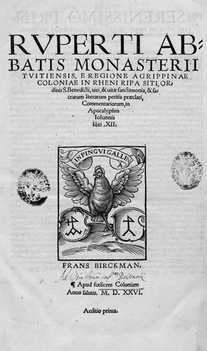 Lot 1080, Auction  118, Rupert von Deutz, Commentariorum, in Apocalypsim Iohannis libri XII