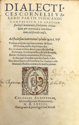 Lot 1084, Auction  118, Valerius, Cornelius, Dialectices Cornelii Valerii partis iudicandi compendium