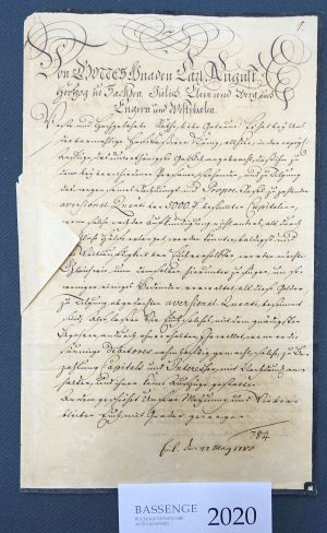 Lot 2020, Auction  118, Carl August, Großherzog von Sachsen-Weimar, Brief 1780