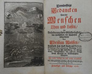 Lot 2454, Auction  118, Wolff, Christian, Vernünfftige Gedancken von der Menschen Thun und Lassen