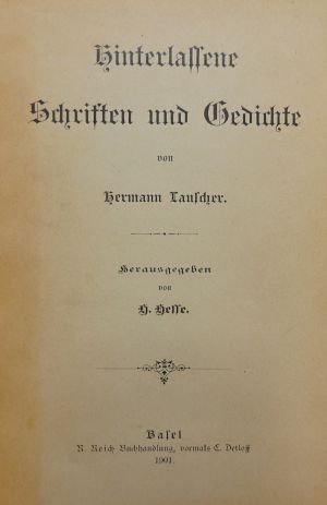Lot 3446, Auction  118, Hesse, Hermann, Hinterlassene Schriften von H. Lauscher