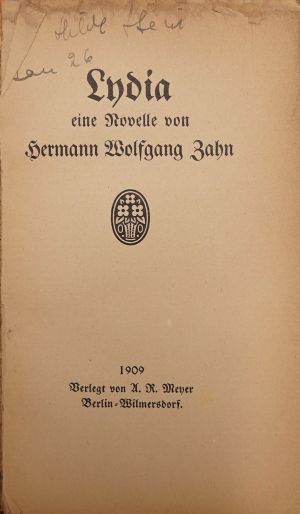 Lot 3827, Auction  118, Zahn, Hermann Wolfgang, Lydia eine Novelle